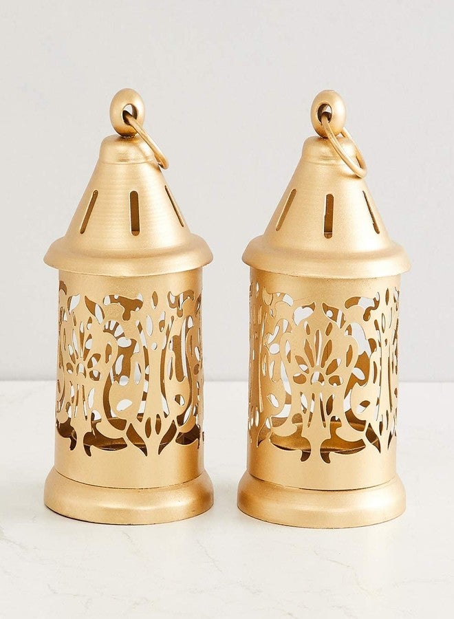 Lavish Craft فانوس لافيش كرافت المعدني المعلق مع حامل شموع وشمعة صغيرة، مزود بشمعة LED، فوانيس ذهبية عتيقة مزخرفة للمنزل، غرفة المعيشة، طاولة الطعام، الشرفة، الحديقة، المهرجانات، وكهدية (1) - Image 4